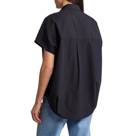 French Connection Women's Black Rhodes Poplin Pullover Top Size S - Picture 2 of 9